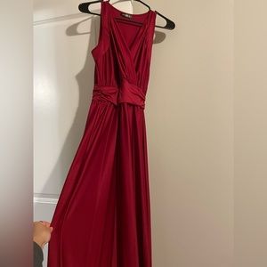 Red/Cabernet floor length gown | Koh Koh